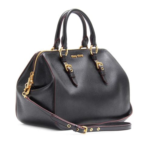 miu miu black leather handbag|miu shop online.